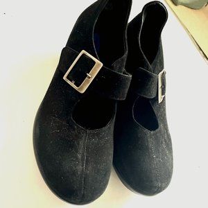 wolky black suede mary jane styled women's shoes size 40